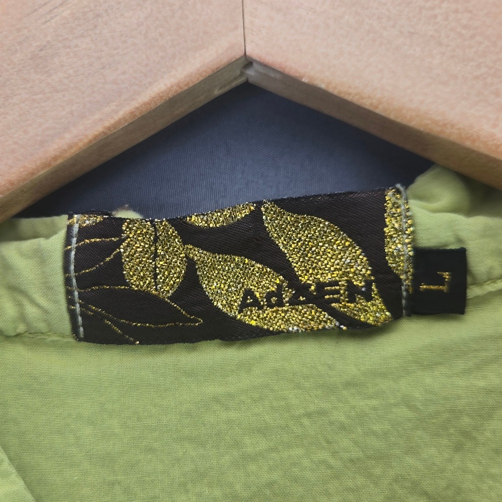 Adini Sleeveless Tunic Top L Lime Green Peacock Embroidered Boho Cotton High Low - Picture 2 of 4